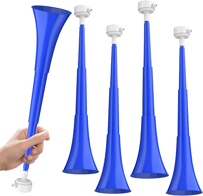 Collapsible Stadium Horn, Vuvuzela Plastic Blow Horns, Team Cheering Spirit Accessories Noisemakers, Foldable Trumpet Noise Makers for Sporting Events, Football Soccer Games, Party Supplies (4PCS)