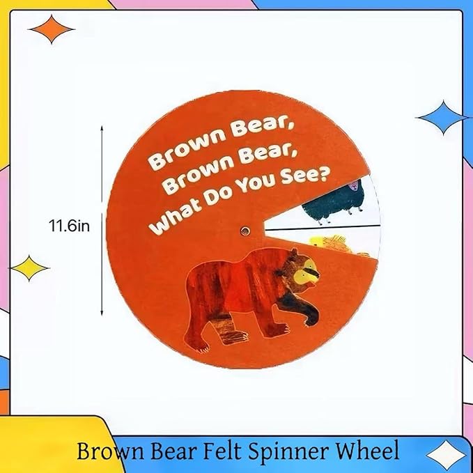 Brown Bear Felt Story Wheel Toy – Montessori Preschool Learning Board for Kids, Interactive Storytelling & Animal Recognition Toy for Early Education, Parent-Child Activities & Classroom Circle Time