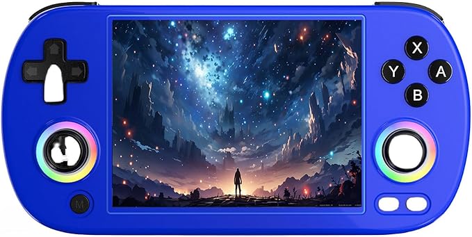 RG40XX H Retro Handheld Game Console 4-inch 640*480 IPS Screen 3200mAh Built-in 64G TF Card Supports Multiple Simulators Linux System with Screen Protector (Blue-64G)