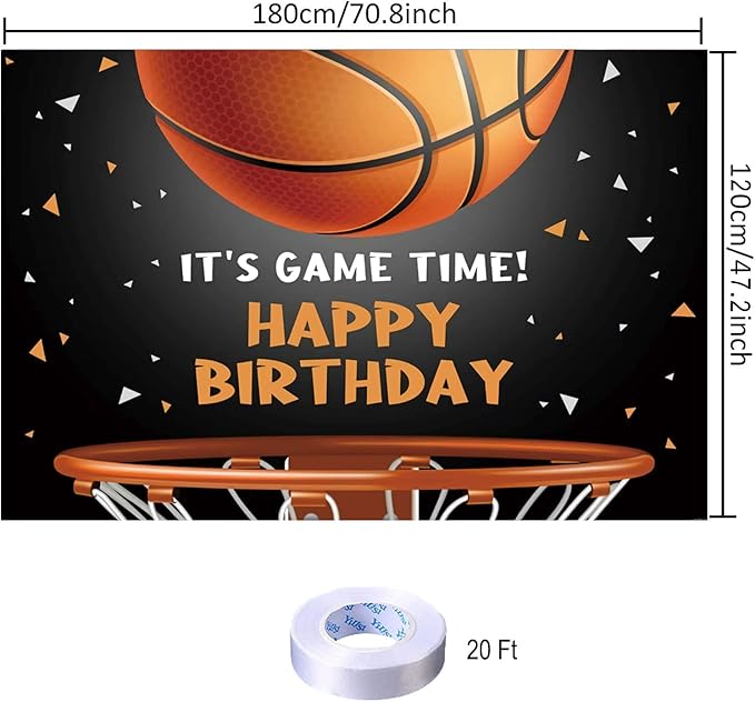 Basketball Happy Birthday Backdrop Decorations Basketball Happy Birthday Banner Photo Background for Home Indoor Outdoor Party Decorations Supplies 70.8 x 47.2 Inch