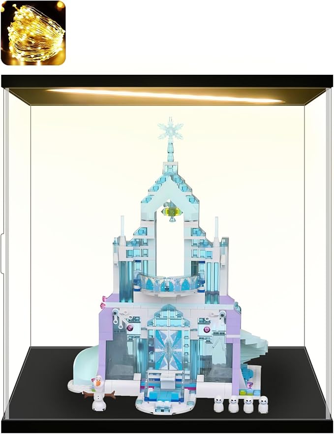 Acrylic Display Case for Collectibles Clear Acrylic Boxes for Display Figures Toys Building Castle 43172 Memoribilia Display Case Room Decoration Box(Black-Solid Yellow; 13.8*9.8*13.8 inch)