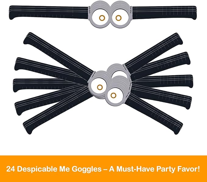 Unique Despicable Me Paper Goggles 24ct Minion-Themed Party Accessories | Despicable Me Birthday Party Supplies for Kids