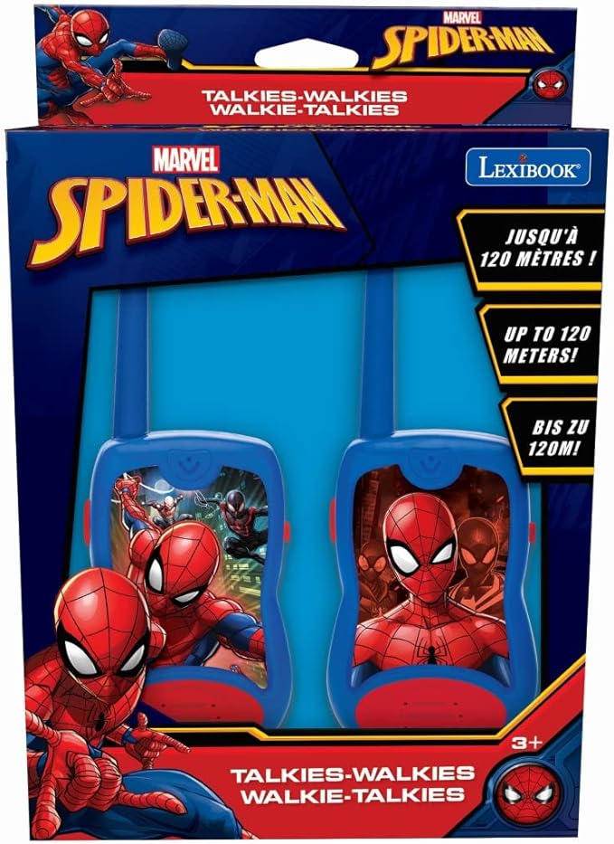 LEXiBOOK Spider-Man Walkie-talkies, Communication Game for Children, Belt Clip for Transport, Battery, Blue, TW12SP