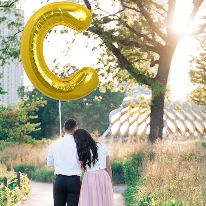 TONIFUL 40 Inch Large Gold Letter C Balloons, Foil Mylar Big Balloons for Birthday Party Anniversary Supplies Decorations
