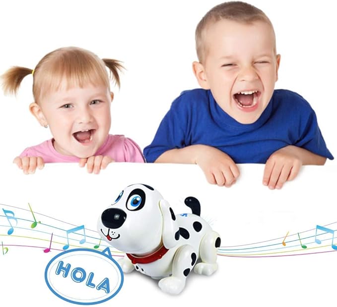 WEofferwhatYOUwant Robot Dog – Electronic Spanish Harry Puppy – Bilingual Interactive Pet Dog Toy for Toddlers – Walks, Barks, Sings, Talks in Spanish – Touch Sensors, Bump n Go, Musical Toy, Ages 2+