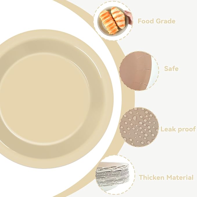 48Pcs Brown Theme Birthday Party Paper Plates for Boho Baby Shower Table Supplies 7" Brown Gradient Color Round Birthday Disposable Dessert Cake Plates Farmhouse Wedding Gathering Party Decorations