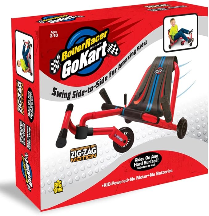 Go Kart, Swing Side-to-Side for Amazing Ride, Powered by Zig-Zag Motion, Rides on Any Hard Surface (Indoors and Outdoors)