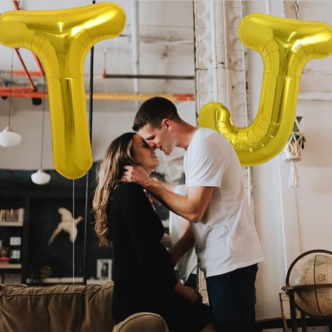 TONIFUL 40 Inch Large Gold Letter T Balloons, Foil Mylar Big Balloons for Birthday Party Anniversary Supplies Decorations