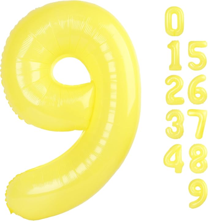 40 Inch Yellow Numbers 9 Balloon, Balloons Decorations for 9 19 90 Birthday Party, Engagement, Weddin, Graduations, Photo Shoot Supplies