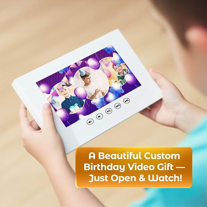 Create Your Own Boys Birthday Video Card – Upload Photos for Custom Gift – Personalized Slideshow – 7” HD Display, 4GB, Long Battery Life, USB Cable Included