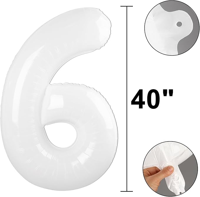 40 Inch White Number 16 Digital Balloon,Jumbo Mylar Foil Helium Balloon for 16 Balloons for Birthday Party,Wedding Anniversary Party Decorations