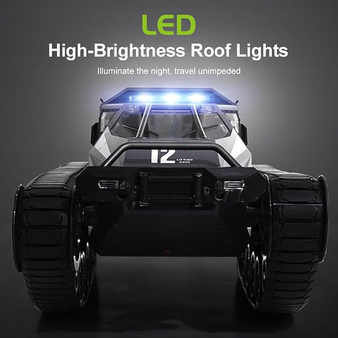 C8812 MAX 1/12 2.4GHz Remote Control Drifting Car 360° Rotation Tracked Off Road Vehicle LED Lights Charging Protection Hobby Grade Model for Adult(Gray)