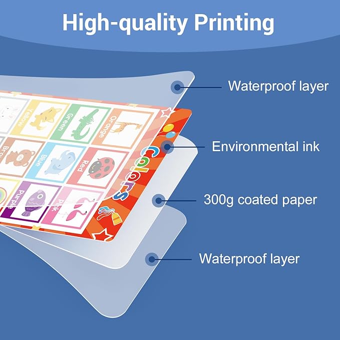 Lachilly 20 Sheets Fun Learning Poster Flash Cards - Perfect for Toddler Education, Pre-K and Kindergarten Learning Activities, Suitable for Autistic Children and Primary School Kids