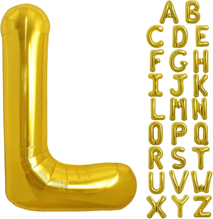 TONIFUL 40 Inch Large Gold Letter L Balloons Helium Balloons,Foil Mylar Big Balloons for Birthday Party Anniversary Supplies Decorations