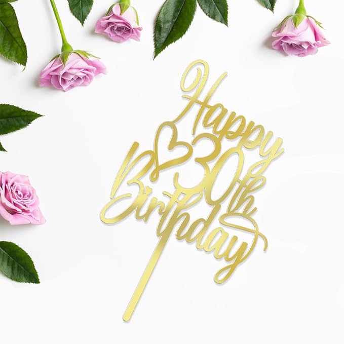 Acrylic Happy 30th Birthday Cake Topper - Cheers to 30 Years Cake Topper, 30 & Fabulous Cake Decoration for Hello 30th Birthday Anniversary Party Cake Decorations Supplies