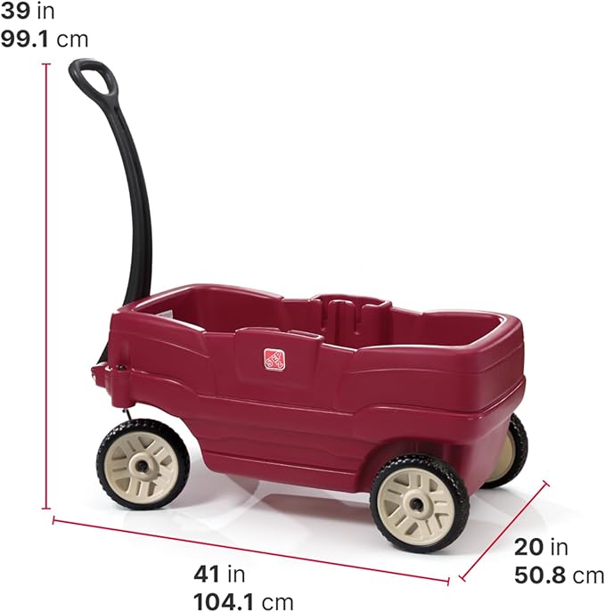 Step2 Neighborhood Wagon, Kids Ride On Toy, Stroller Substitute, Includes Seat Belts, Made of Durable Plastic, Max Weight 75 lbs., For Toddlers 1.5-5 Years Old, Red