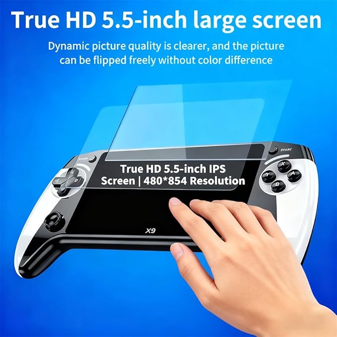 X9 Handheld Game Console, X9 Portable Console with 5.5-Inch HD IPS Screen, 20000+ Built-in Games Portable Retro Game Console Supports Connection to TV Output, for Boys (1pc)