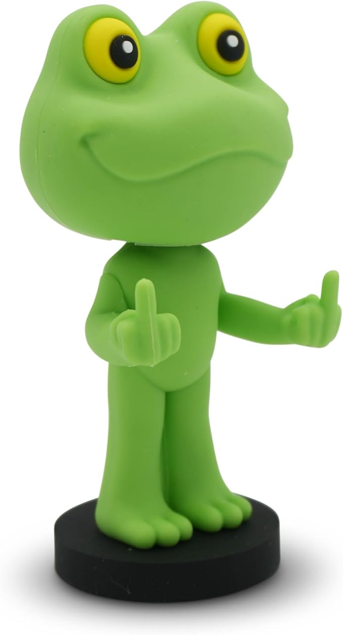 Mini Bobblehead – Middle Finger Frog, Funny Desk Toy, Novelty Collectible Gift