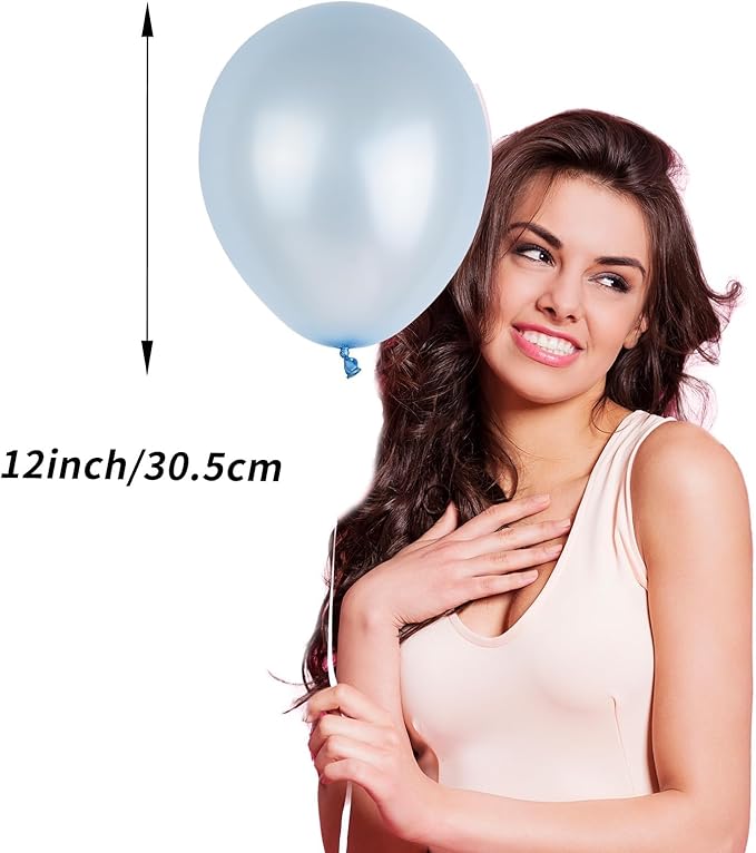 Snowflake Balloon, 12 Inch Ice Snow Blue White Balloons Pearl blue Metallic Blue Silver for Winter Wonderland Theme Snow Party Baby Shower Party Birthday Party Decorations