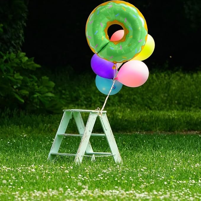 Sweet Cake Sprinkle Doughnut Balloons Food Sweetmeat Candy Donut Theme Party Supplies For Birthday Baby Shower Wedding Grow Up, 6 Pack 23'' Green Donut Time Balloons Cute Dessert Candy Time Decoration