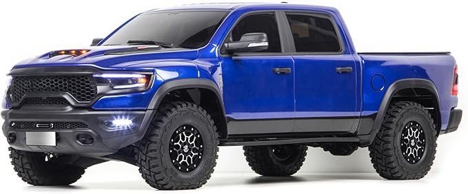 4x4 RC Off Road Vehicle 1/8 Radio Control Pickup Truck Differential Locks 2Speed Transmission Metal Gears Hobbywing ESC Lights Hobby Grade Model for Adult Hobby(Dark Blue)