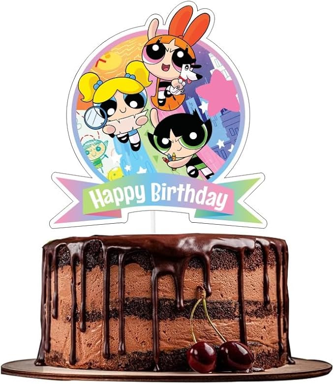 25Pcs Power Girls Cake Decorations with 24pcs Cupcake Toppers, 1pcs Cake Topper for Girls Birthday Party Supplies