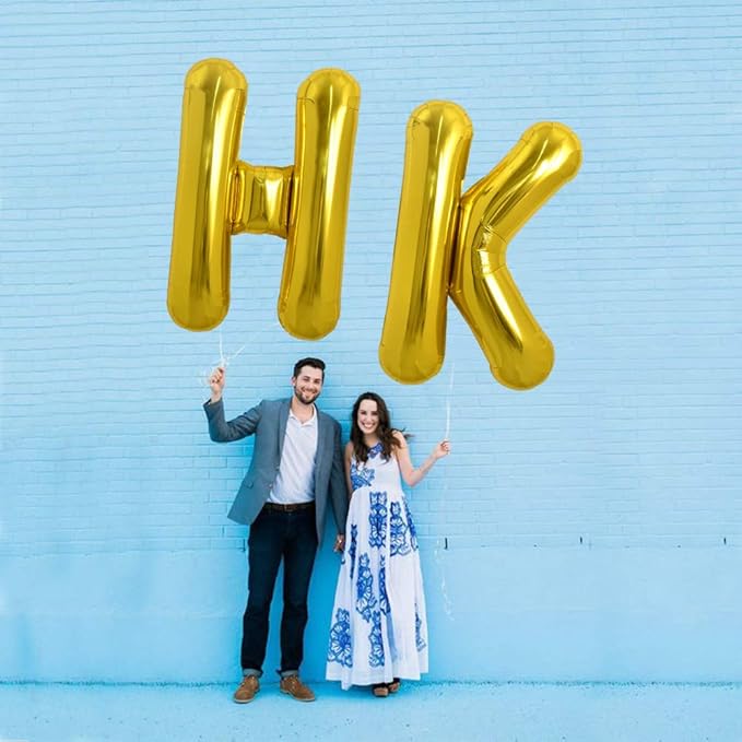 TONIFUL 40 Inch Large Gold Letter H Balloons, Foil Mylar Big Balloons for Birthday Party Anniversary Supplies Decorations