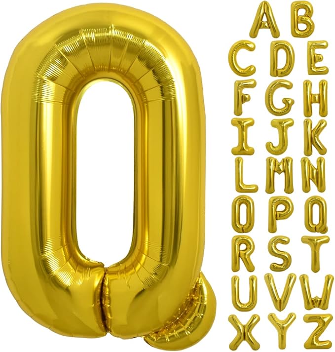 TONIFUL 40 Inch Large Gold Letter Q Balloons Helium Balloons,Foil Mylar Big Balloons for Birthday Party Anniversary Supplies Decorations