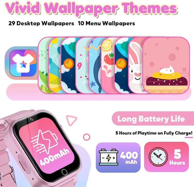 Kids Smart Watch for Girls Age 3-12 with 35 Puzzle Games, HD TouchScreen Smart Watch for Kids with Dual Camera, Video Player, Learning Card, Toddler Christmas Birthday Gifts Toy for Girls 5 6 7 8 9 10