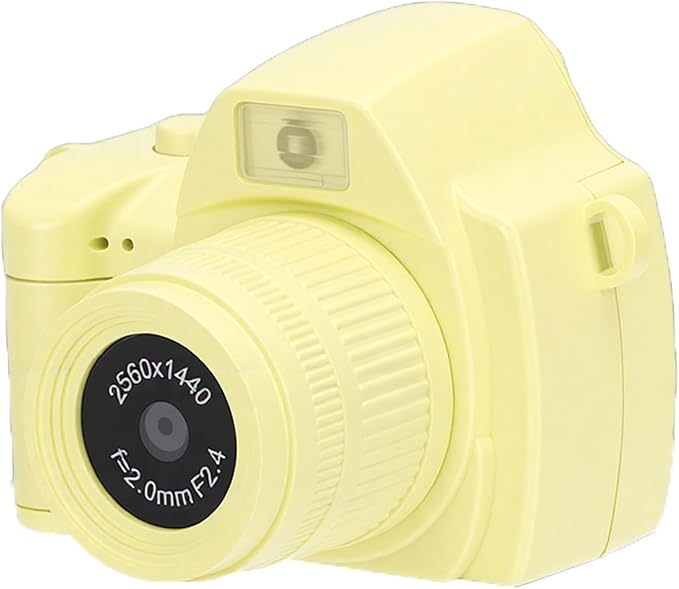 Bewinner 2K Digital Camera, Retro Keychain Camera with 1.47 Inch LCD Display and LED Light for Teens Students Travel (Yellow)