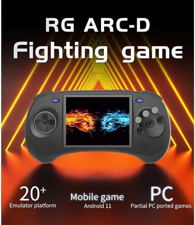 RG ARC D Retro Video Handheld Game Console Linux System RK3566 64Bit Game Player 4’’ IPS Screen 128GB Storage 3500 mAh Battery (Black)