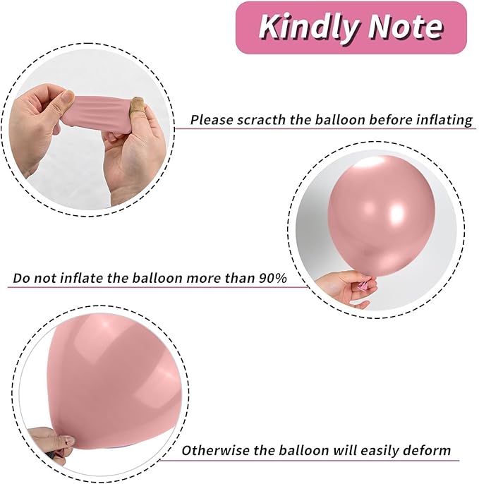 Blush Pink Balloons, 12 Inchs Dusty Pink Rose Red Metallic Red Metal Camellia Gold Balloons for Birthday Party Wedding Bridal Shower Decorations