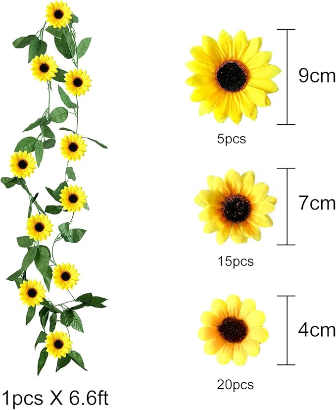 TUPARKA Sunflower Birthday Party Decorations Kit Sunflower Banner Yellow Balloon Arch Sunflower Vine Sunflower Heads Table Covers Cake Toppers 146 Pack Sunflower Party Supplies for Baby Shower Décor