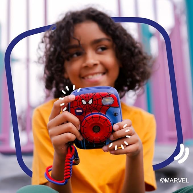 kiimento Marvel Licensed Instant Print Digital Camera, Best Travel Buddy Spider-Man P2, 48MP Photo 1080p Video, 5-Sec Prints in 4 Colors, Selfie & Creator Mode, 32GB Memory Card (Model P2)