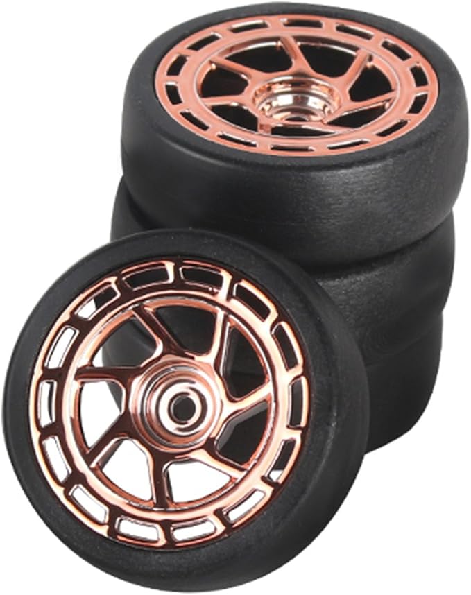 4PCS Black Toy Car Wheel Tires,48mm Simulation Rubber Tire Toy Model Spare Parts Easy Installation Small in Size,Remote and App Controlled Vehicles Parts Tires