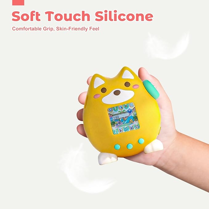for Tamagotchi Paradise Case,Cute Standing Dog Silicone Protective Cover for Tamagotchi Paradise Electronic Pet,Waterproof Washable Shockproof Anti-Drop 360Full Protection,Puppy Style(Yellow)