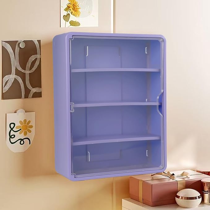 4-Tiers Clear Display Case for Figures, Wall-Mounted Display Box with Adjustable Shelves, Dustproof Display Cabinet Organizer for Mini Figures, Blind Box Toys and Collectibles