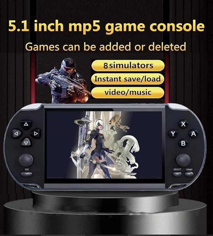 Multi-Function 5.1 Inch Video Game Console Built-in 4000 Retro Games Portable Handheld Support Arcade MAME Multiple Emulator Games Archiveable MP3/4 E-Book Men/Kids