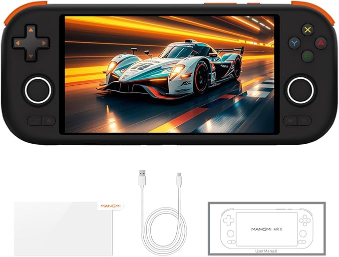 Mangmi Air X Game Console,5.5 Inch IPS LCD Android 14 System and 5000mAh Battery Video Games Consoles,with DDR4+64G eMMC and Wireless Networt Console Casual Game Console RGB Joystick/6-Axis(Black)