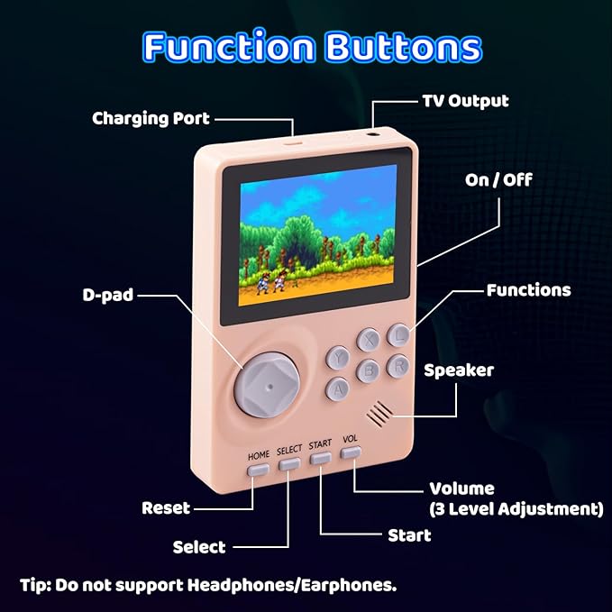 Kids Handheld Video Game Console Built in 100 16-bit Games, Handheld Retro Gaming Console, Trave-Friendly Game Console, 2.8" Color Screen, Rechargeable Battery, Handheld Game for Boy Girl (Pink)