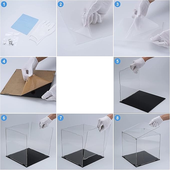 Cliselda Clear Acrylic Display Case with Black Base 10x10x10 inch, Sturdy Acrylic Display Box Countertop Box, Assemble Dustproof Protection Showcase for Action Figures Toys Collectibles