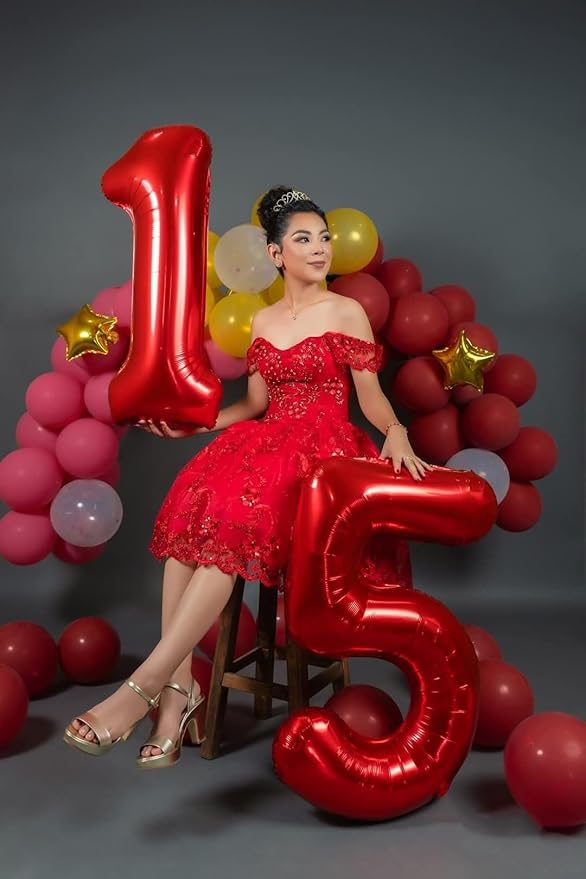 Number Balloon 40 Inch, Large Red Number 13 Balloon Party Decorations for 1 3 31 Birthday Memorial Day, Foil Balloon for Outdoor & Indoor Wedding Supplies