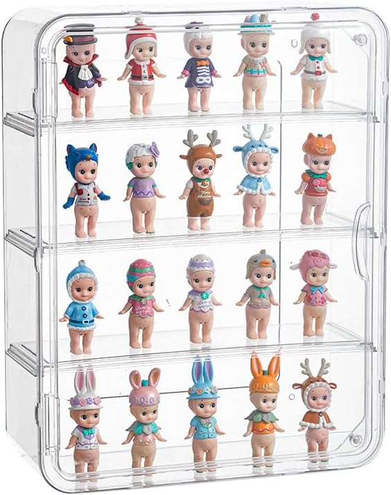 4 Tiers Clear Display Case for Figures, Acrylic Storage Organizers Box with Magnetic Door, Wall-Mounted Dustproof Showcase for Collectibles Action Figure