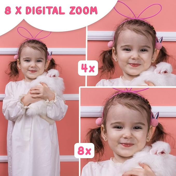 Wembley Kids Camera 3–8 Years | Unicorn Digital Selfie & Video Camera 1080P | Rechargeable Toddler Camera with Games | 32GB Card Included | Silicone Cover | Cute Birthday Gift for Girls & Boys - Pink