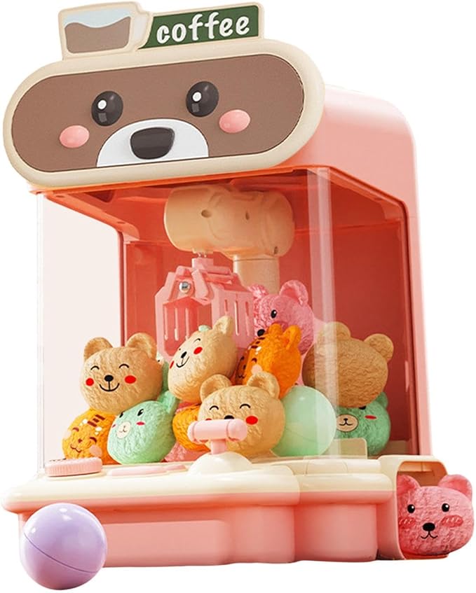 Electronic Arcade Claw Machine, Mini Candy Dispenser Exciting Holiday Present for Boy and Girls Kids Vending Toy, Pink