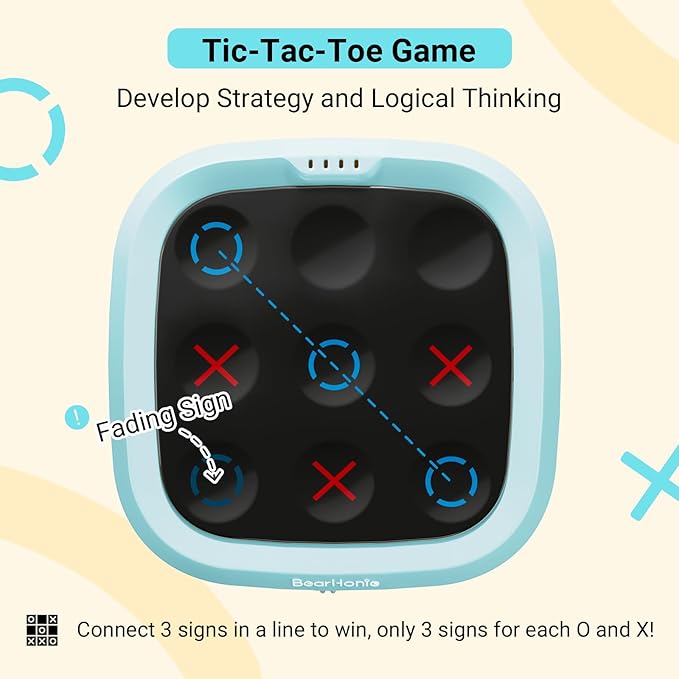 Electronic Tic Tac Toe Game Portable Travel Games for Car Ride, Educational and Memory Growth Toys Gift Idea for Kids and Adults , Top-Blue + Bottom-Purple