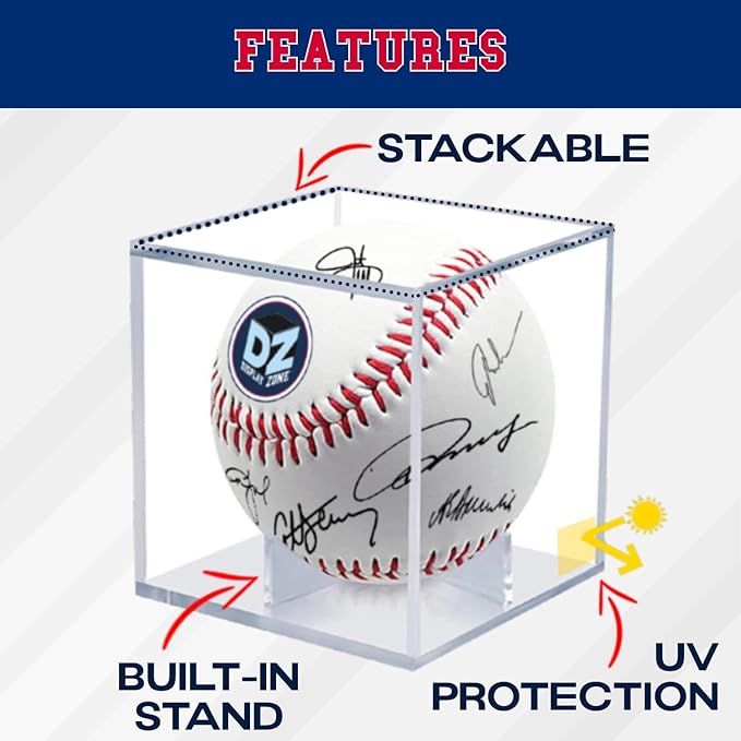 (2 Count) Display Zone Baseball Cube - Crystal Clear UV Protected Acrylic Display Case Box - Autographed Game Ball Holder (Fits Official Size MLB Ball) - Signed Baseball Memorabilia Storage