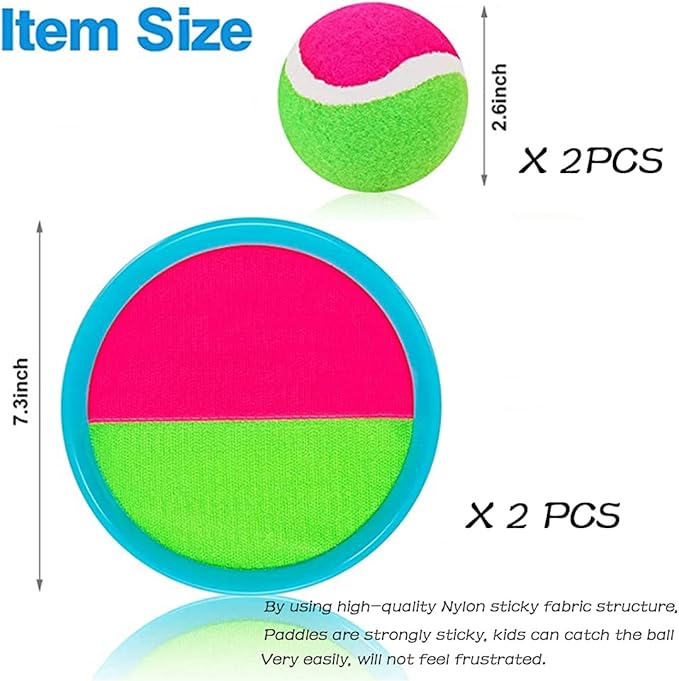 Ball Catch Set Games Toss Paddle,Kids Outdoor Toys, Toss and Catch Game Set, Beach Toys Back Yard Backyard with 2 Paddles 2Balls Yard Games Suitable for Kids Birthday Gift Ideal