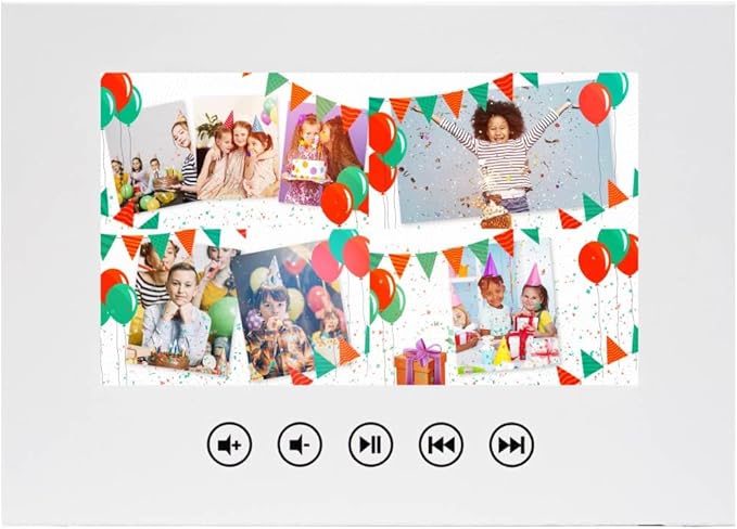 Kids Personalized Birthday Video Card – Upload Photos for a Unique Gift – Custom Video Greeting with Slideshow – 7” LCD Display, Rechargeable Battery, 512MB Memory