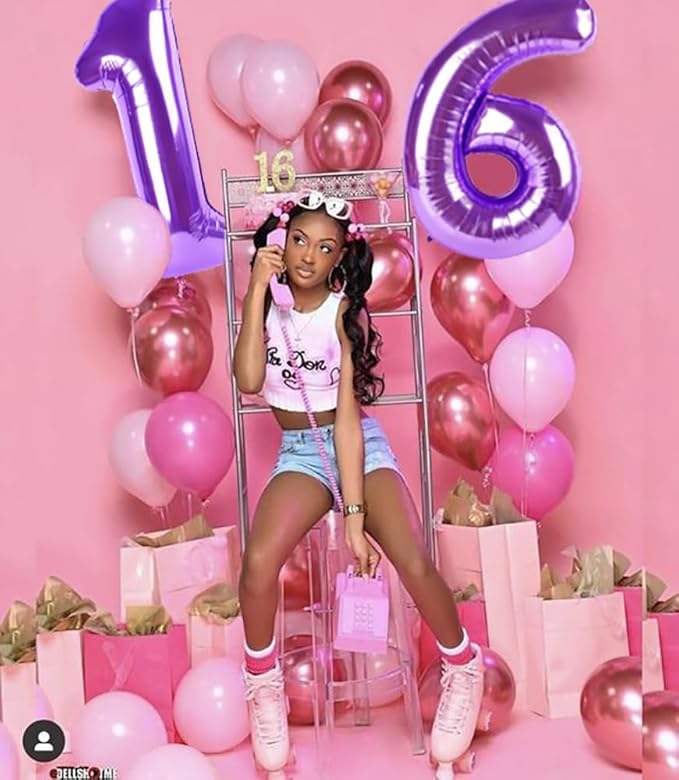 6 Balloon Number 40 Inch, 6th 6 7 Birthday Balloon for Boy Girl, Purple 16 60 61 65 Numbers Balloons Birthday Party Wedding Events Decorations